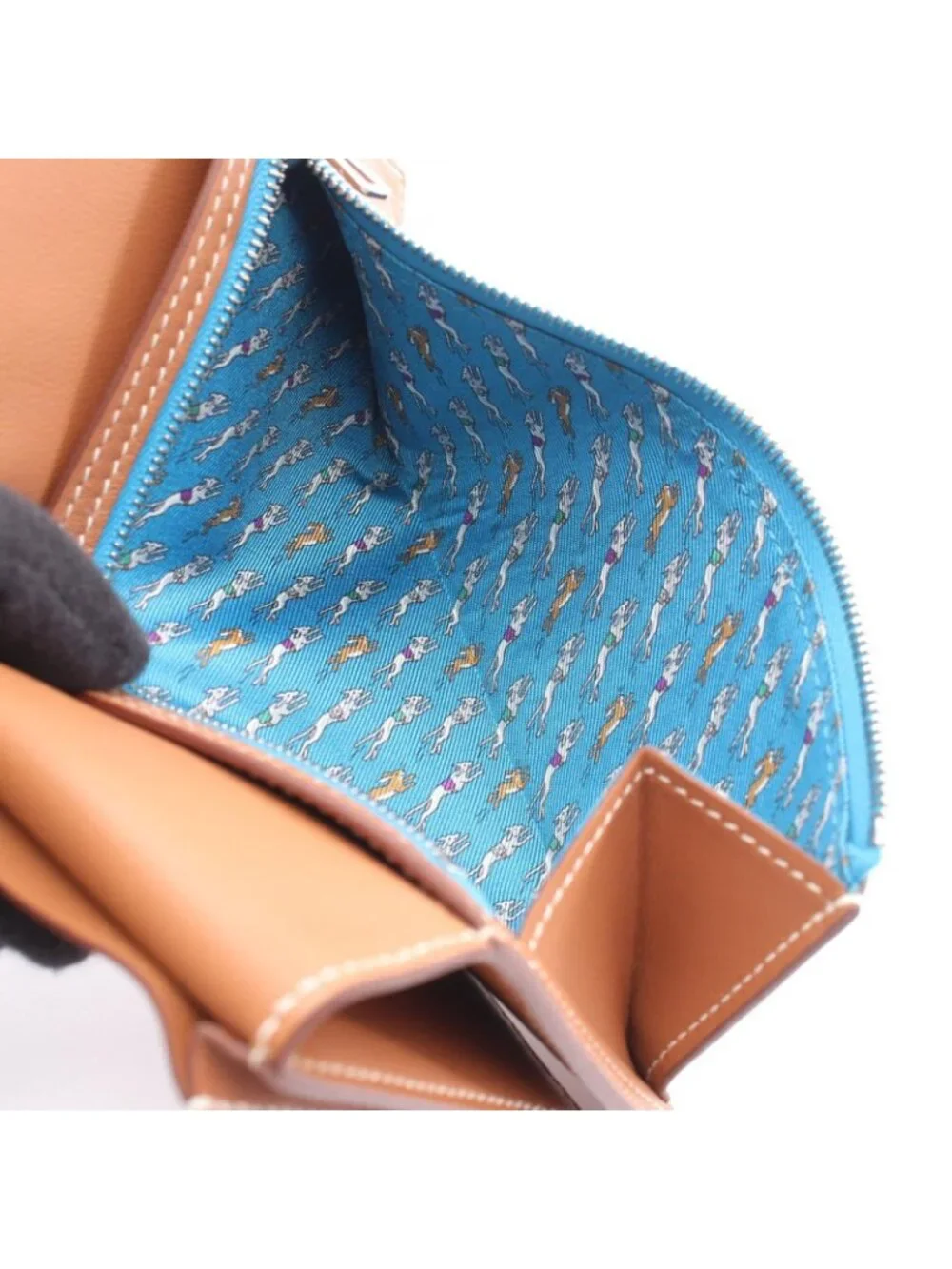 Hermes Bifold Wallet Citizen Twill Long Silk in Gold Leather
